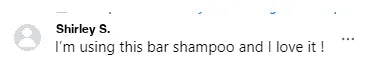 Screenshot of a Facebook comment about the Yoracare shampoo bar