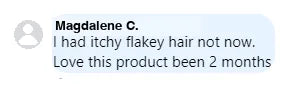 Screenshot of a Facebook comment about the Yoracare shampoo bar