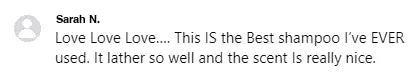 Screenshot of a Facebook comment about the Yoracare shampoo bar