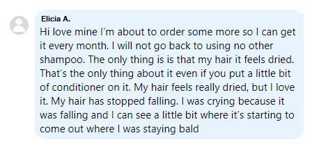 Screenshot of a Facebook comment about the Yoracare shampoo bar