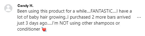 Screenshot of a Facebook comment about the Yoracare shampoo bar