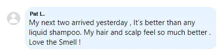 Screenshot of a Facebook comment about the Yoracare shampoo bar