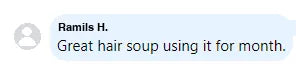 Screenshot of a Facebook comment about the Yoracare shampoo bar