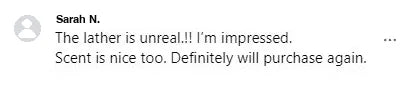 Screenshot of a Facebook comment about the Yoracare shampoo bar