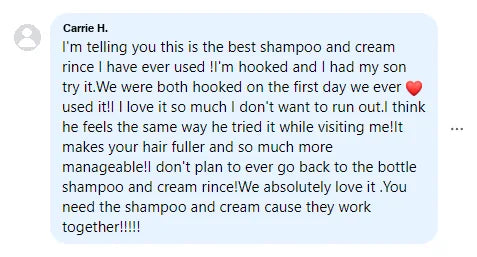 Screenshot of a Facebook comment about the Yoracare shampoo bar