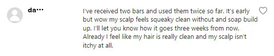 Screenshot of a Facebook comment about the Yoracare shampoo bar