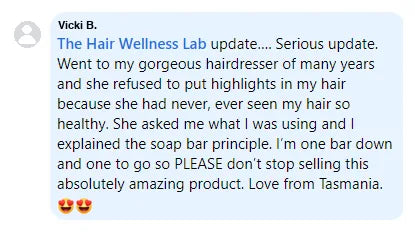 Screenshot of a Facebook comment about the Yoracare shampoo bar