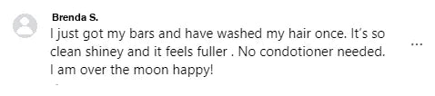 Screenshot of a Facebook comment about the Yoracare shampoo bar