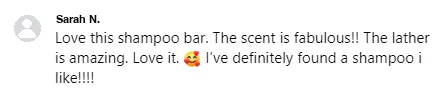 Screenshot of a Facebook comment about the Yoracare shampoo bar