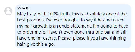 Screenshot of a Facebook comment about the Yoracare shampoo bar