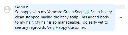 Screenshot of a Facebook comment about the Yoracare shampoo bar